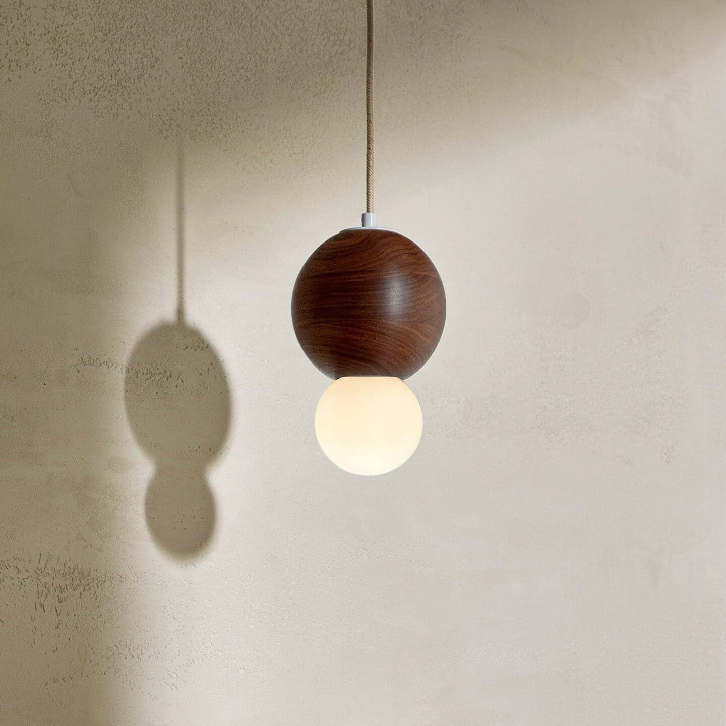 Bright Beads Sphere Pendant in Walnut & White Satin with Fabric Flex